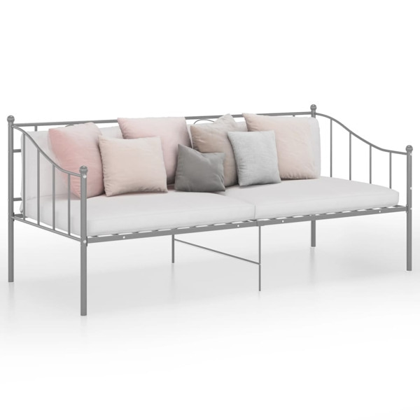 vidaXL Sängram bäddsoffa grå metall 90x200 cm grå
