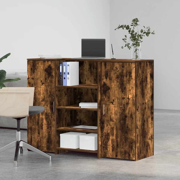 vidaXL Receptionsdisk rökfärgad ek 135x50x103,5 cm konstruerat trä Brun