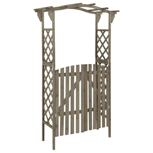 vidaXL Pergola med grind 116x40x204 cm grå massivt granträ grå