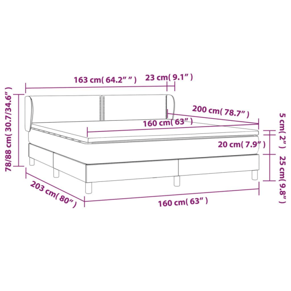 vidaXL Ramsäng med madrass blå 160x200 cm tyg Blå