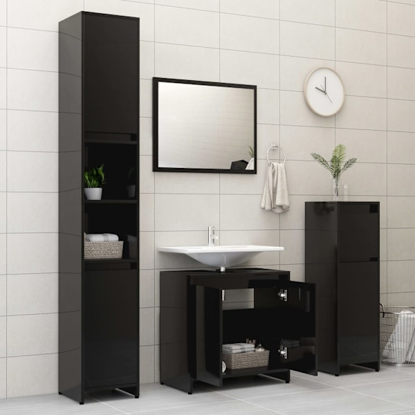 vidaXL Badrumsskåp svart 60x33x61 cm konstruerat trä Svart