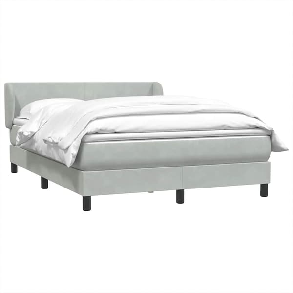 vidaXL Ramsäng med madrass ljusgrå 160x210 cm sammet Grå