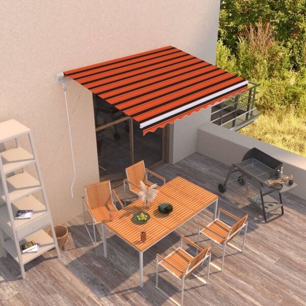 vidaXL Markis automatiskt infällbar 300x250 cm orange och brun Orange