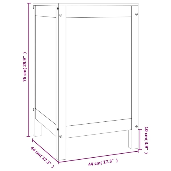 vidaXL Tvättkorg grå 44x44x76 cm massiv furu Grå