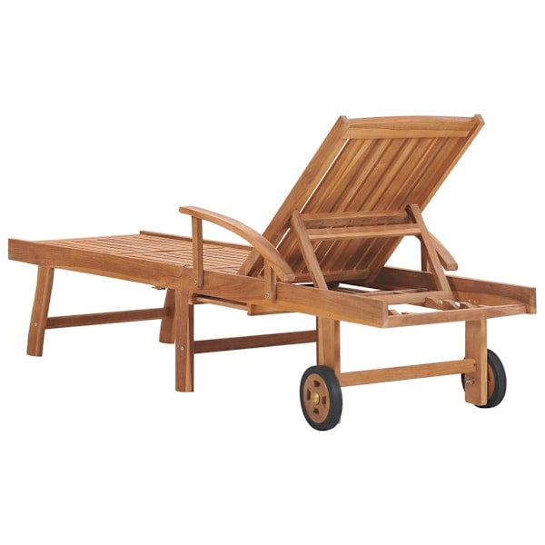 vidaXL Solsäng med beige dyna massiv teak Beige