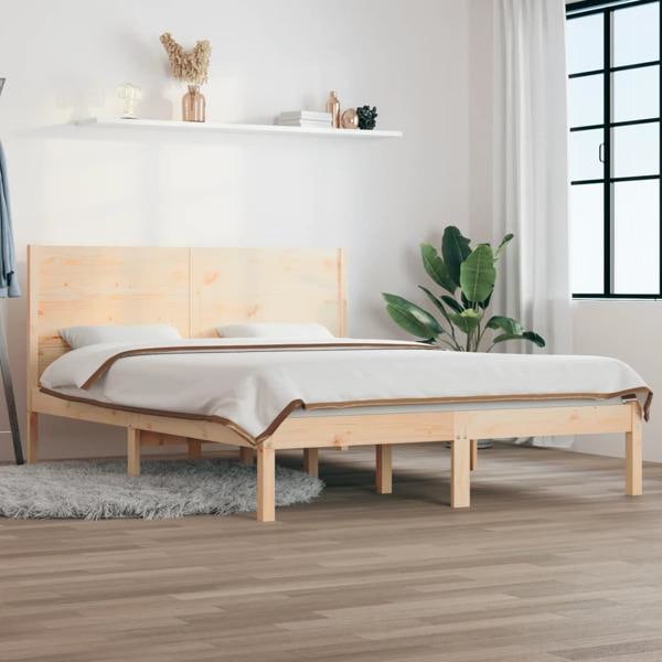 vidaXL Sängram massiv furu 140x200 cm Brun