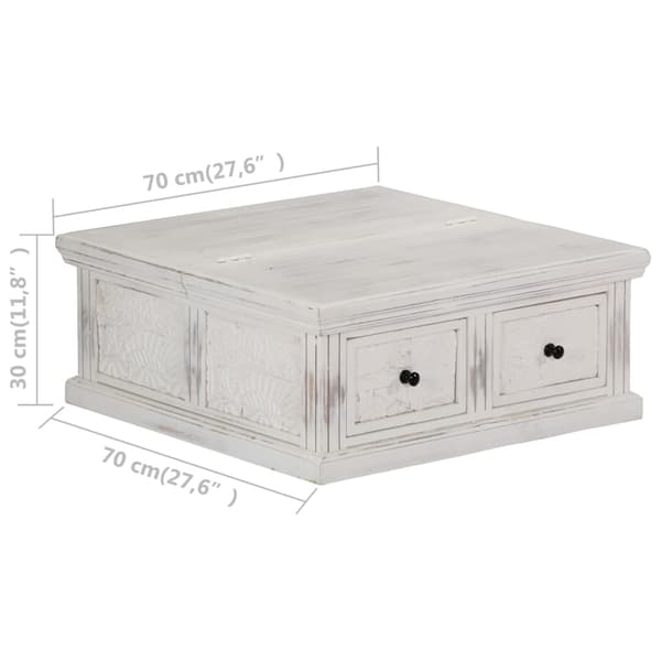 vidaXL Soffbord vit 70x70x30 cm massivt mangoträ Vit