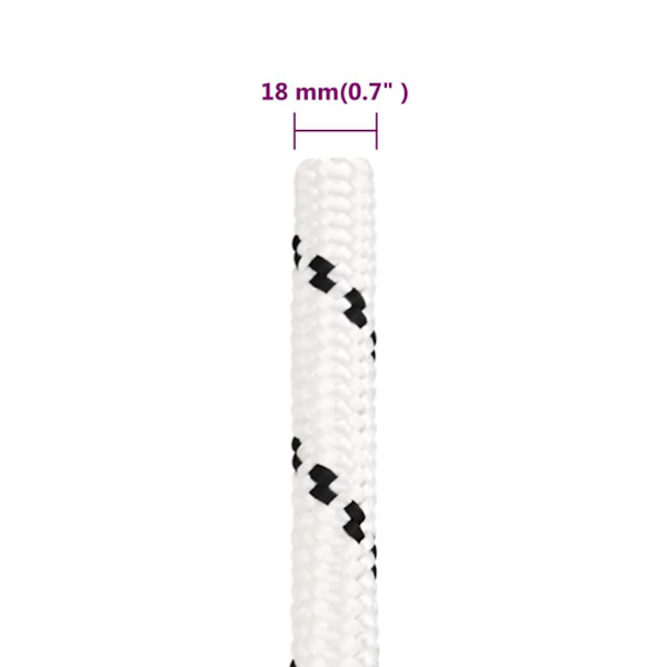 vidaXL Rep vit 18 mm 50 m polyester