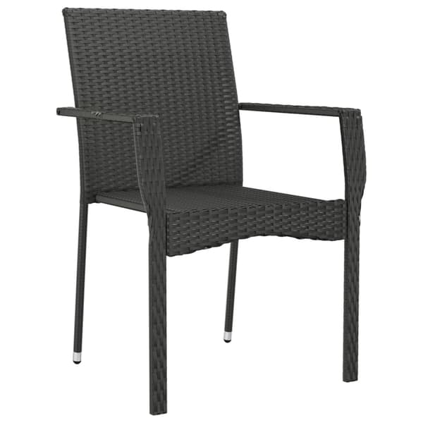 vidaXL Trädgårdsstolar med dynor 4 st konstrotting svart art