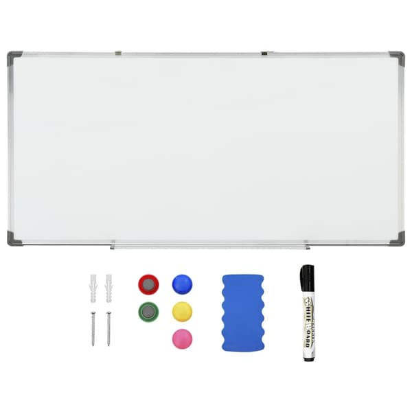 vidaXL Magnetisk whiteboard vit 110x60 cm stål Vit