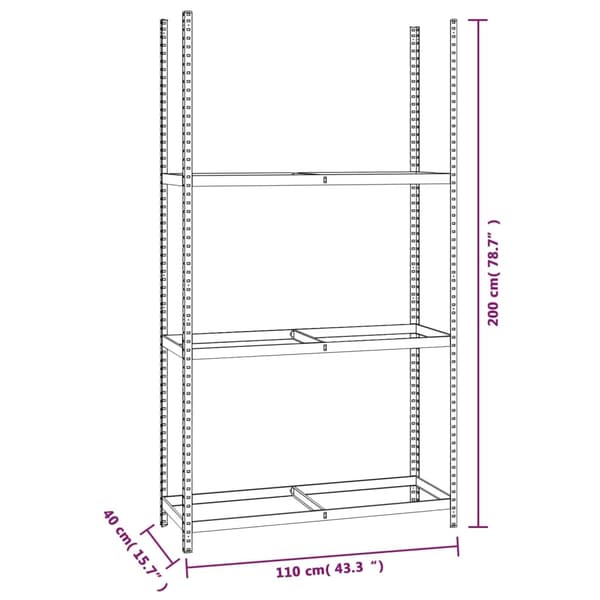vidaXL Däckställ 3 hyllplan silver 3 st 110x40x200 cm stål Silver