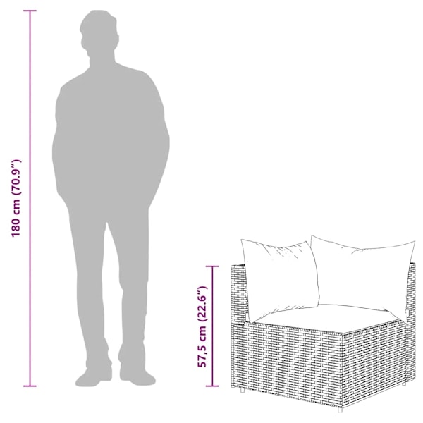 vidaXL Loungegrupp med dynor 3 delar konstrottning grå Grå