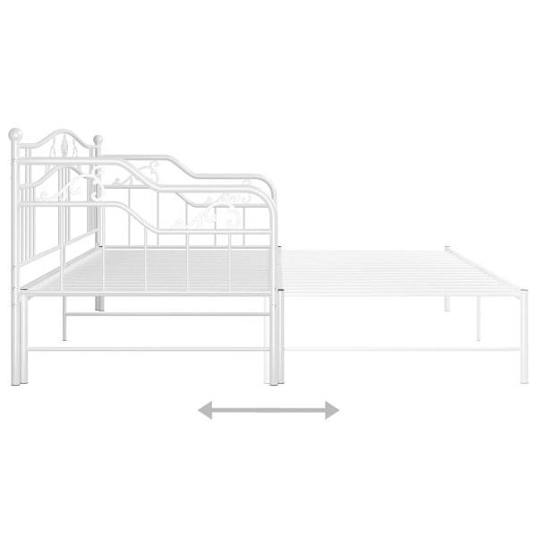 vidaXL Utdragbar sängram bäddsoffa vit metall 90x200 cm Vit