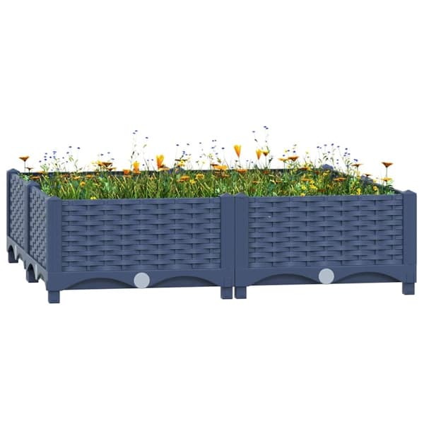 vidaXL Upphöjd odlingslåda 80x80x23 cm polypropen grå