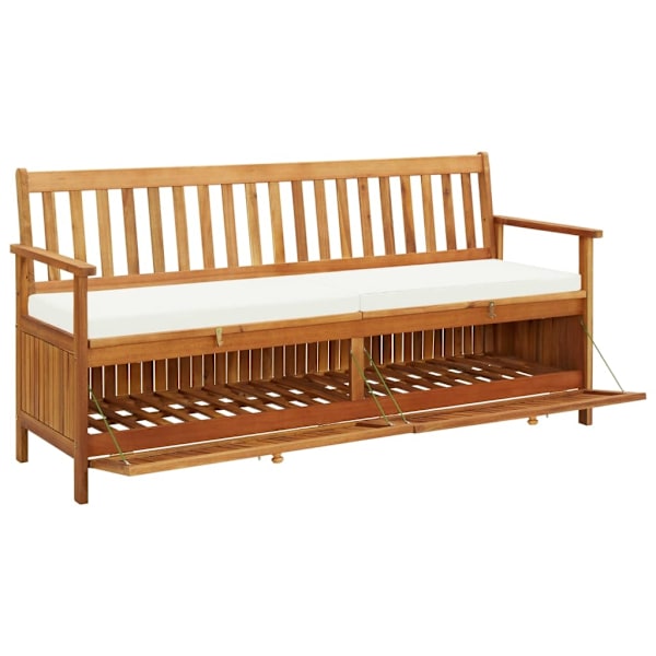 vidaXL Förvaringsbänk med dyna 170 cm massivt akaciaträ Brun