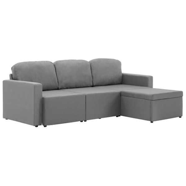 vidaXL Bäddsoffa modulär 3-sits ljusgrå tyg grå