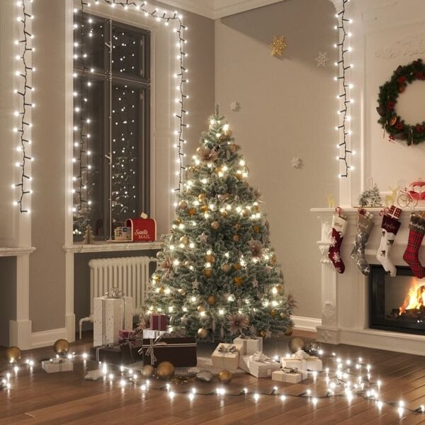 vidaXL Kompakt ljusslinga med 2000 LED kallvit 45 m PVC Cold white and dark green