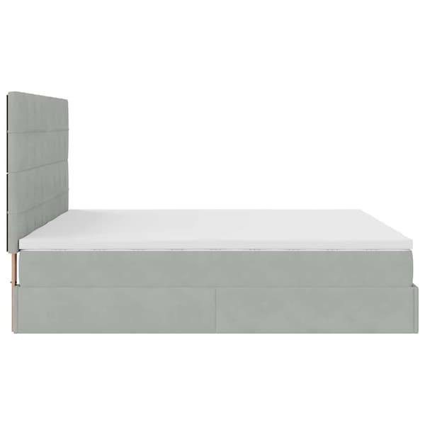 vidaXL Ottoman sängram med madrasser ljusgrå 160x200 cm sammet Grå