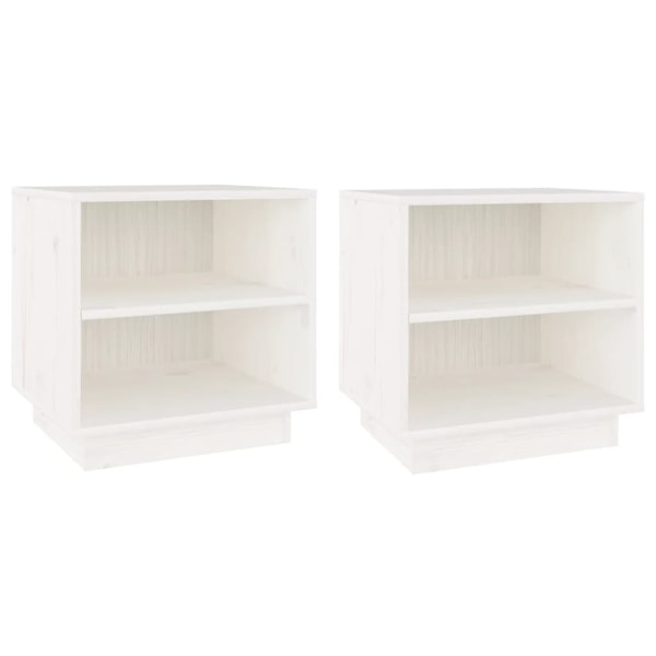 vidaXL Sängbord 2 st vit 40x34x40 cm massiv furu Vit