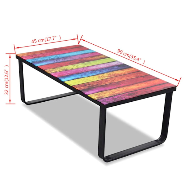 vidaXL Soffbord i glas med regnbågstryck multifärg
