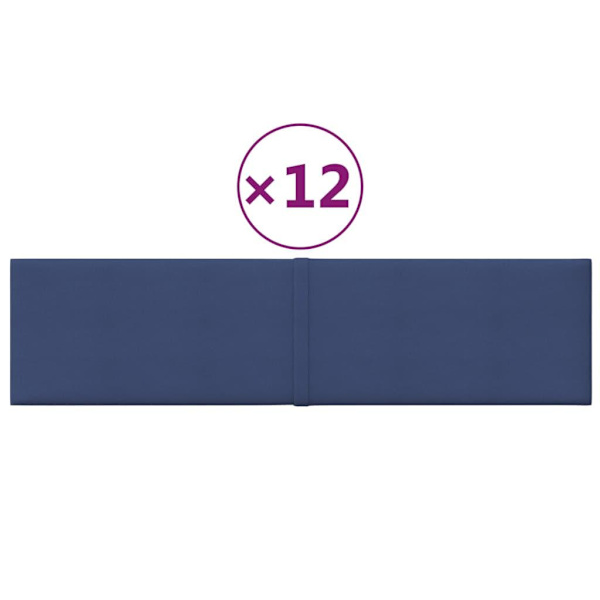 vidaXL Väggpaneler 12 st blå 60x15 cm tyg 1,08 m Blå
