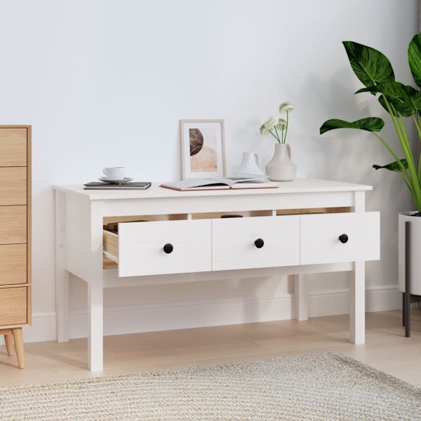 vidaXL Soffbord vit 102x49x55 cm massiv furu Vit