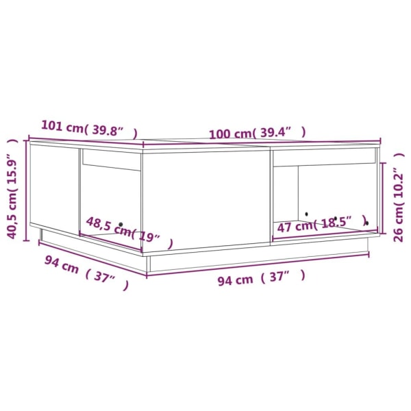 vidaXL Soffbord vit 100x101x40,5 cm massiv furu Vit