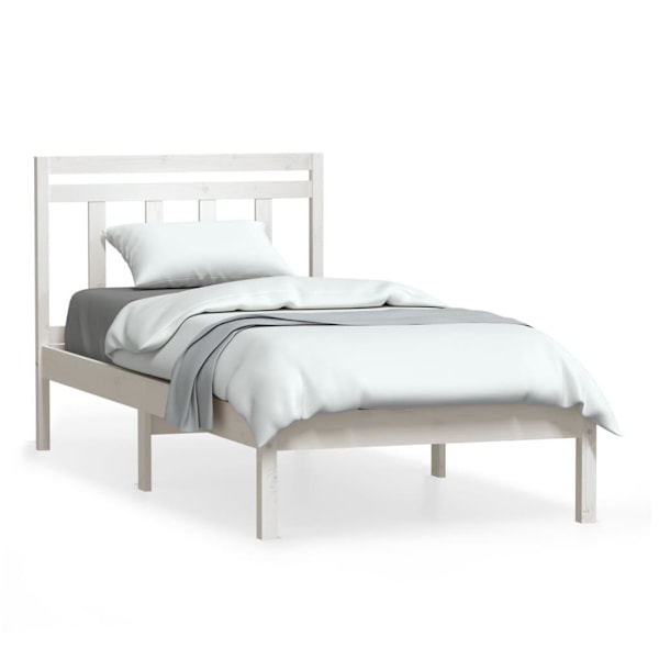 vidaXL Sängram vit massiv furu 90x200 cm Vit