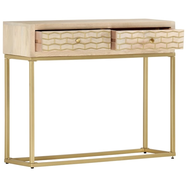 vidaXL Avlastningsbord guld 90x30x75 cm massivt mangoträ Guld