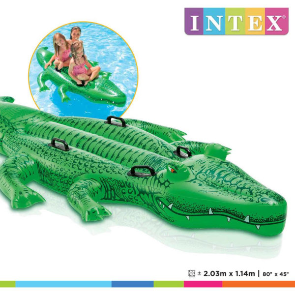 INTEX Uppblåsbar krokodil 203x114 cm Grön