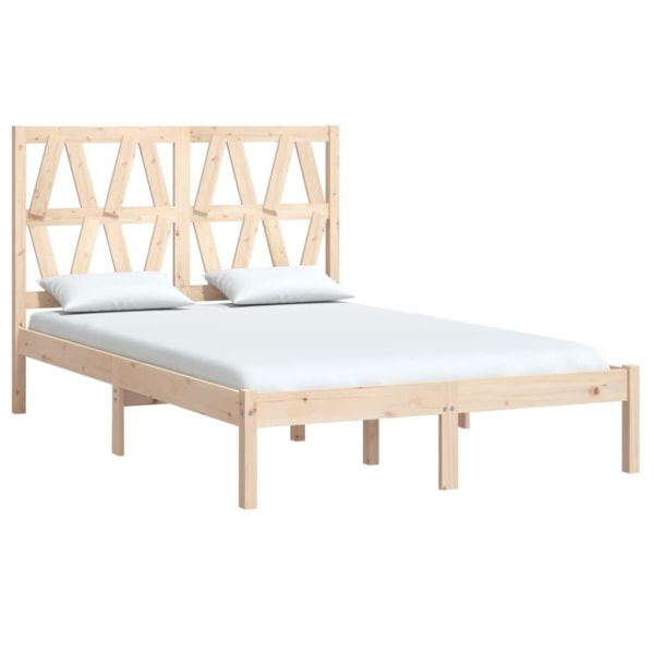 vidaXL Sängram massiv furu 135x190 cm Brun