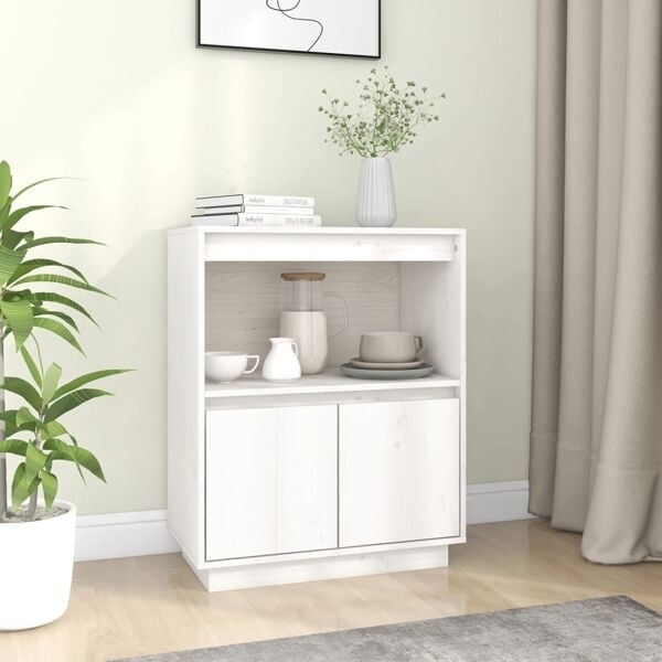 vidaXL Skänk vit 60x34x75 cm massiv furu Vit