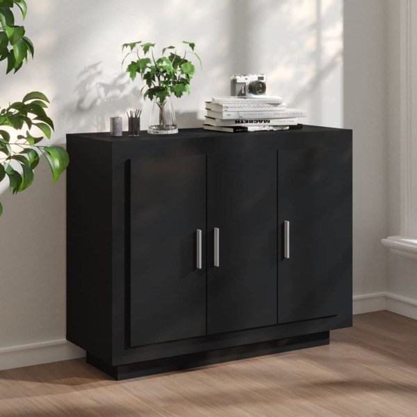 vidaXL Skänk svart 92x35x75 cm konstruerat trä Svart