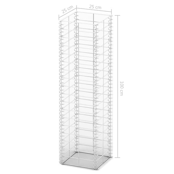 vidaXL Gabionkorg 3-pack galvaniserad tråd 25x25x100cm Silver