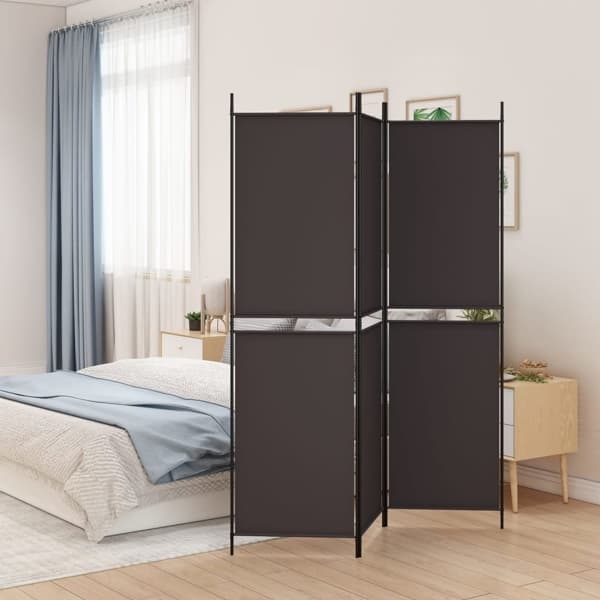 vidaXL Rumsavdelare 3 paneler 150 x 200 cm brun tyg Brun