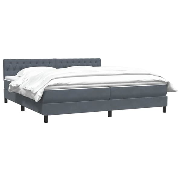 vidaXL Ramsäng med madrass mörkgrå 180x210 cm sammet Grå
