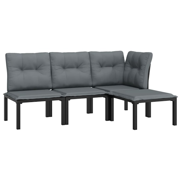 vidaXL Loungegrupp 4 delar svart och grå konstrotting Svart