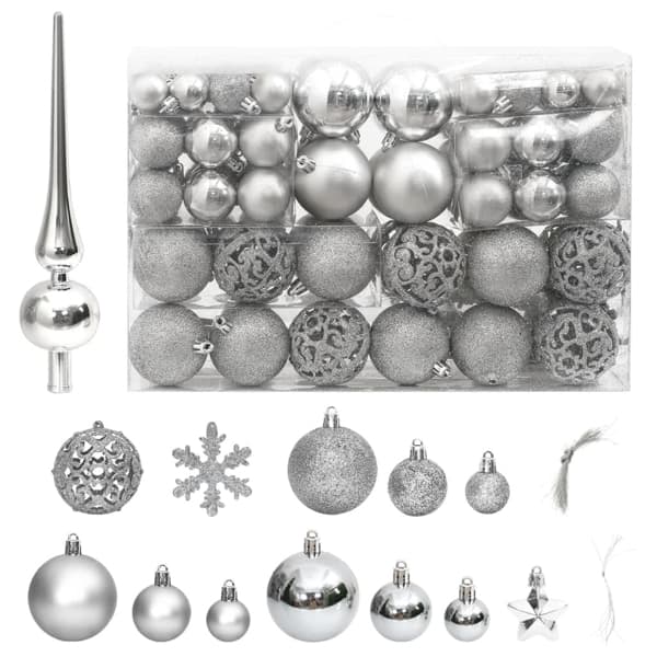 vidaXL Julgranskulor 111 delar silver polystyren Silver
