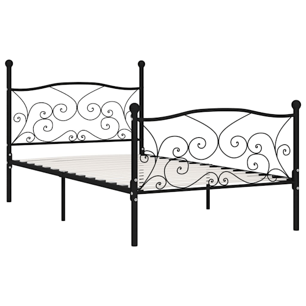 vidaXL Sängram utan madrass med ribbotten svart metall 90x200 cm Svart