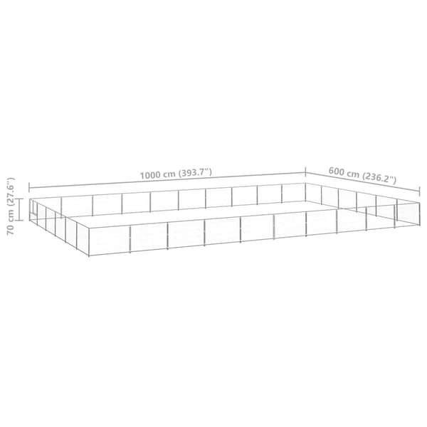 vidaXL Hundgård silver 60 m² stål Silver