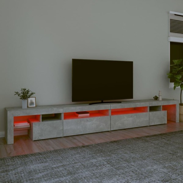vidaXL Tv-bänk med LED-belysning betonggrå 290x36,5x40 cm Grå