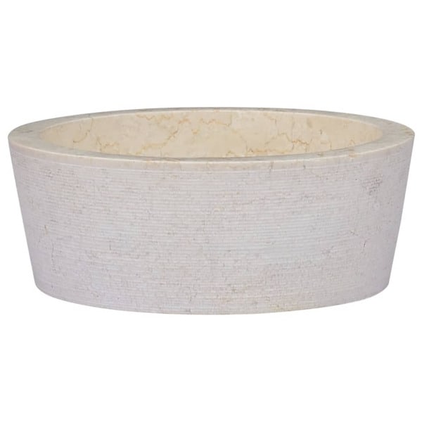 vidaXL Handfat gräddvit Ø40x15 cm marmor Creme