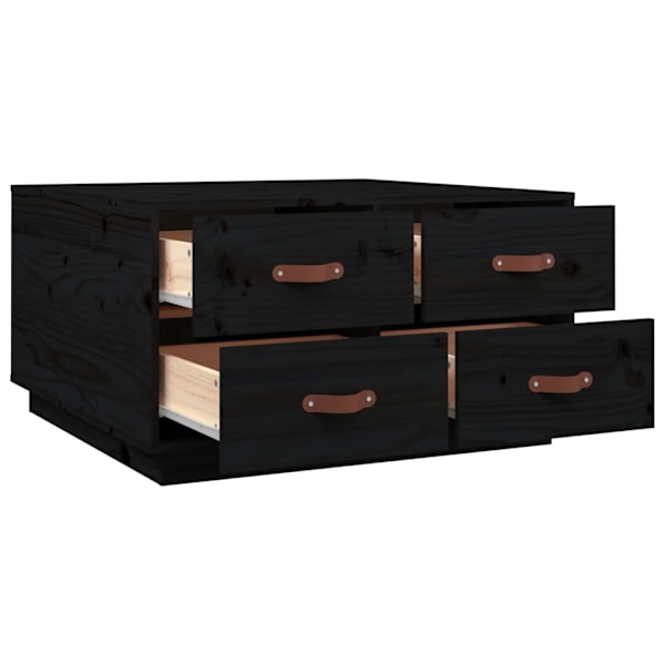 vidaXL Soffbord svart 80x80x45 cm massiv furu Svart