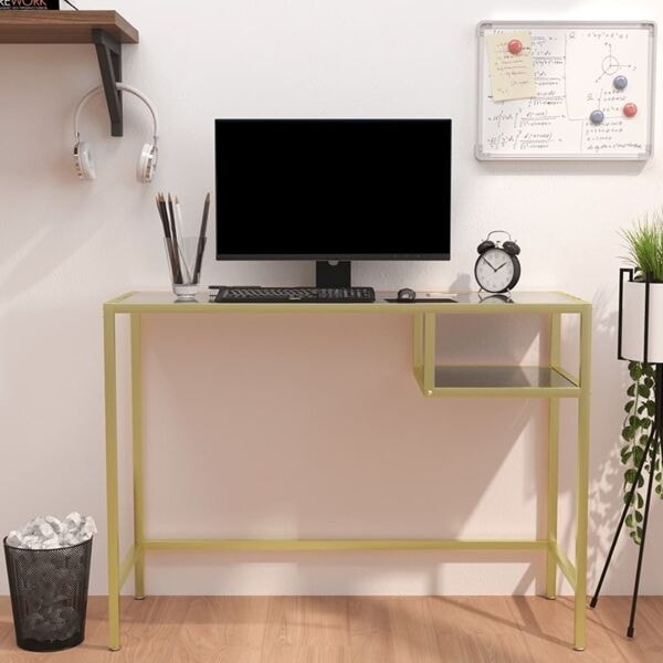 vidaXL Datorbord svart marmor 100x36x74 cm härdat glas Svart