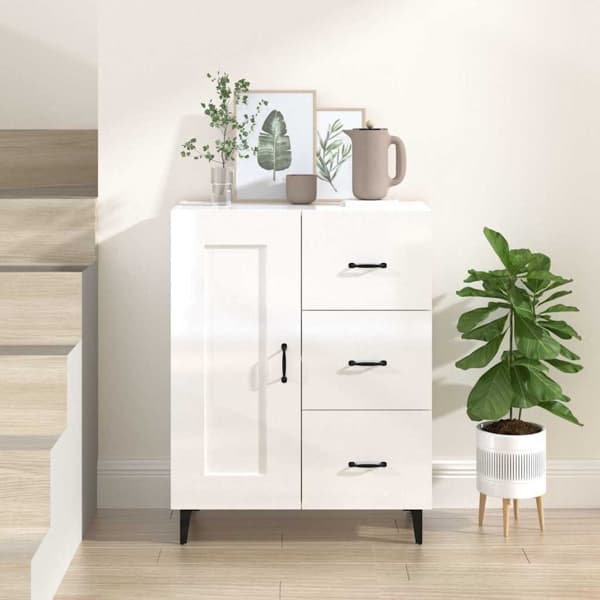 vidaXL Skänk vit högglans 69,5x34x90 cm konstruerat trä Vit