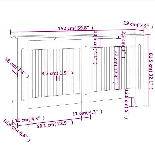 vidaXL Dekorativt elementskydd i MDF 152 cm vit Vit