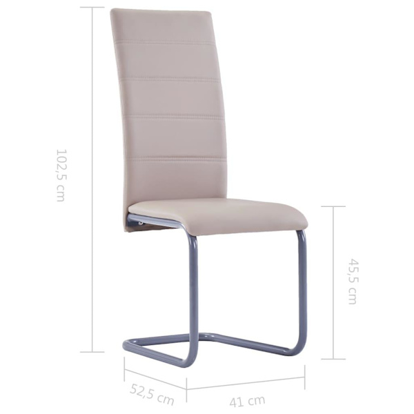 vidaXL Fribärande matstolar 4 st cappuccino konstläder Beige