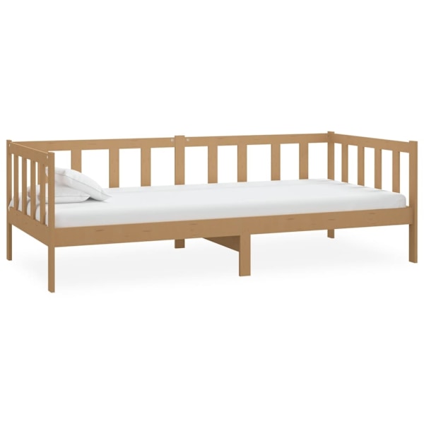vidaXL Dagbädd med madrass 90x200 cm honungsbrun massiv furu Brun