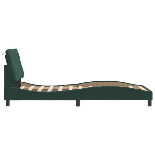 vidaXL Sängram med LED-belysning mörkgrön 80x200 cm sammet Grön