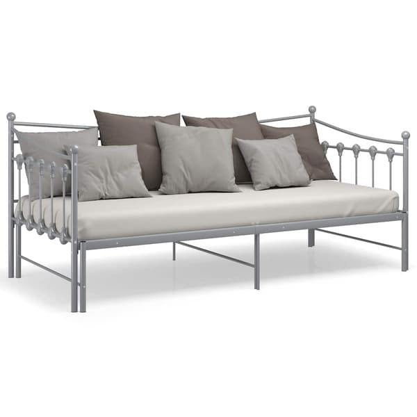 vidaXL Utdragbar sängram bäddsoffa grå metall 90x200 cm grå